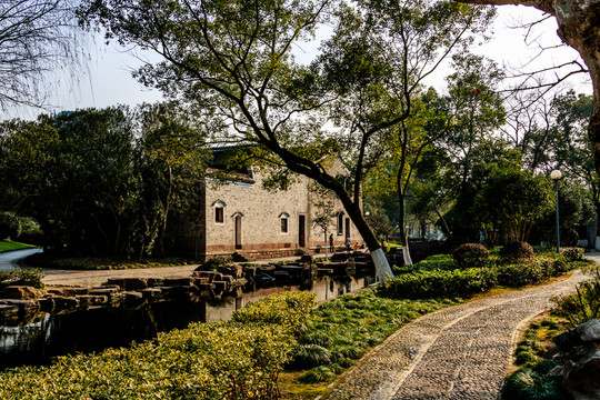 冬天月湖盛園 寧波公園景觀