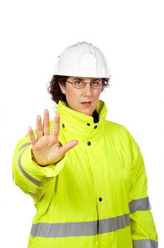 女建筑工人說“停