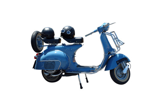 老式藍(lán)色摩托車（包括路徑）