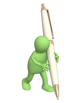帶有筆的3D木偶