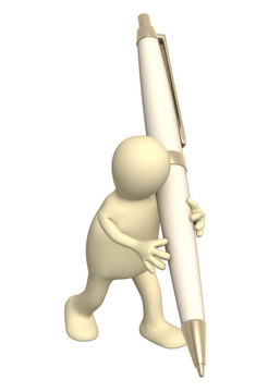 帶有筆的3D木偶