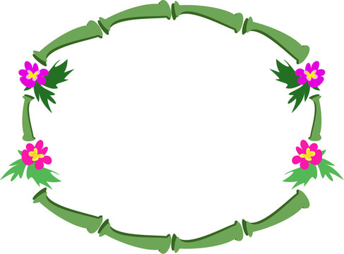 熱帶竹子與Flowers的框架