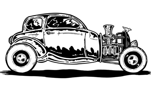 復(fù)古風(fēng)格的熱破汽車插圖