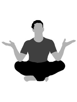 年輕男子坐在開(kāi)放的手掌
