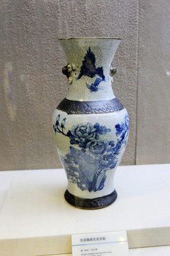 仿哥釉青花雙耳瓶