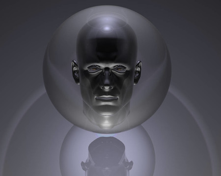 玻璃球3d男人頭