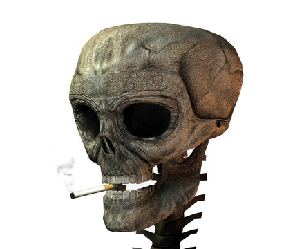 三維顱骨帶香煙