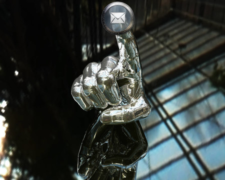 3D銀手推按鈕