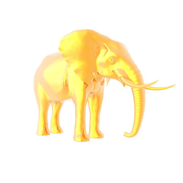 白色背景下的3D大象