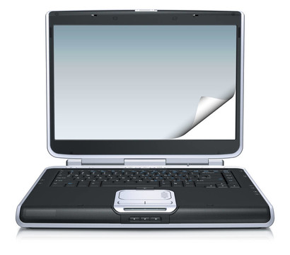 具有白色背景的創(chuàng)意冰壺屏幕的筆記本電腦3D模型