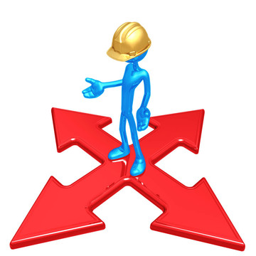 十字路口的建筑工人