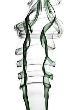 抽象綠煙。白色背景中分離