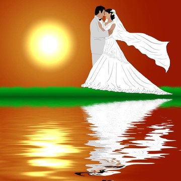 夕陽中的婚禮