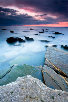 黃昏時分，barrika海灘