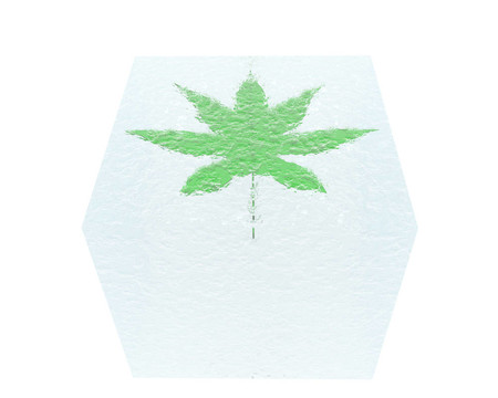 在冰塊大麻的白色隔離
