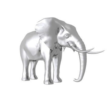 白色背景下的3D大象