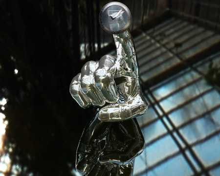 3D銀手推按鈕