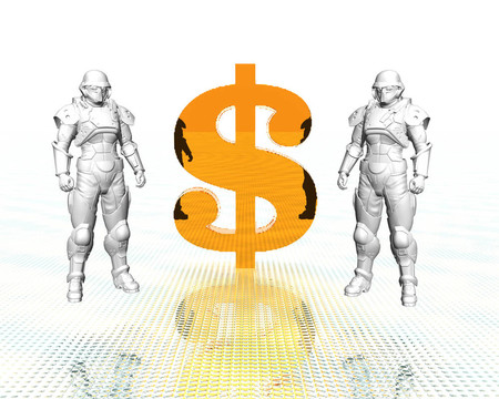 3D戰(zhàn)士用金色美元防毒面具