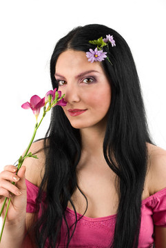 春女人與花