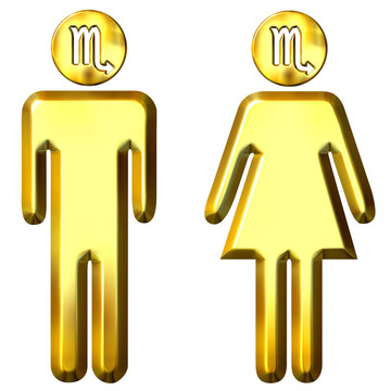 3D黃金天蝎座男人和女人