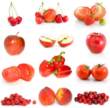紅色水果；漿果和蔬菜