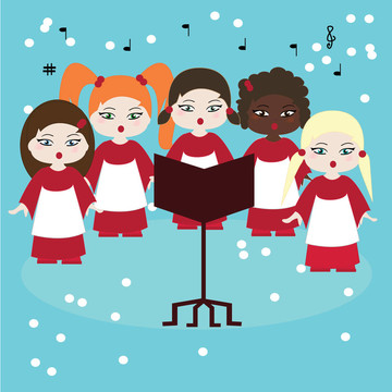 唱詩(shī)班唱頌歌在雪中