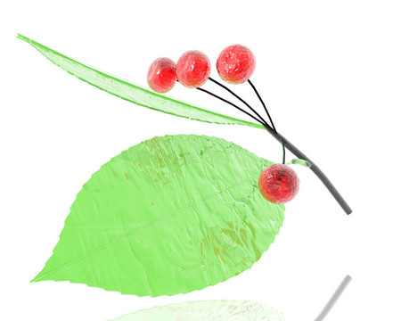 3d魯賓明亮的玻璃隔離在一個白色的櫻花