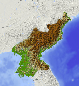 朝鮮；陰影地形圖