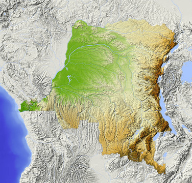 剛果；民主共和國(guó)；陰影地形圖