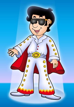 Cartoon Elvis的演員在舞臺(tái)上