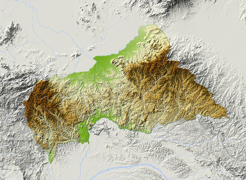 中非共和國；陰影地形圖