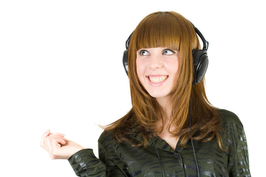 女孩聽音樂