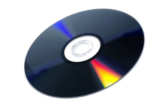 DVD-RW多媒體光盤孤立在白色背景。