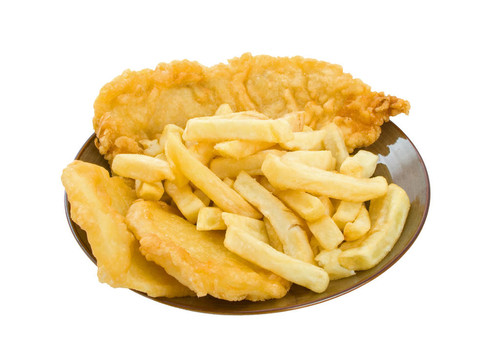 魚；土豆片和土豆餅