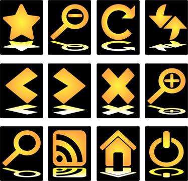 金色閃亮的網(wǎng)絡(luò)圖標(biāo)