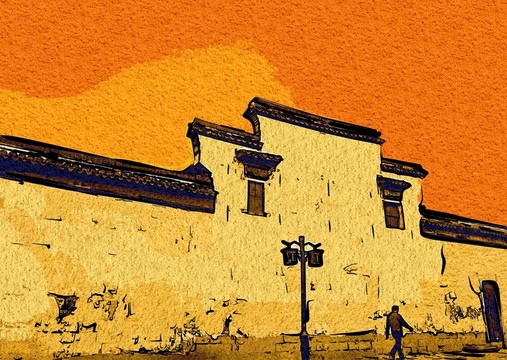 徽式建筑 油畫 裝飾畫