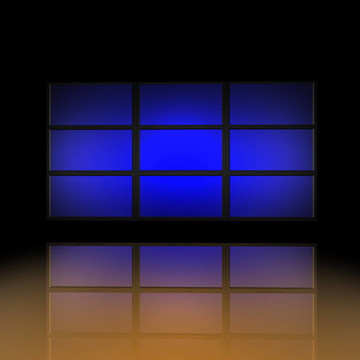 帶有藍(lán)色屏幕的視頻墻