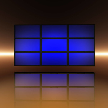 帶有藍(lán)色屏幕的視頻墻