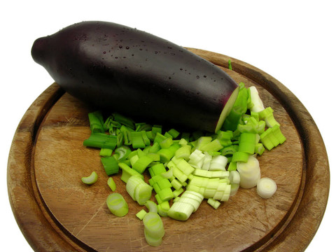 茄子切蔥木板
