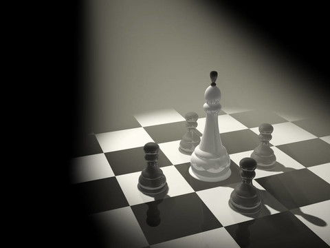 3D國際象棋王；周圍有四顆棋子