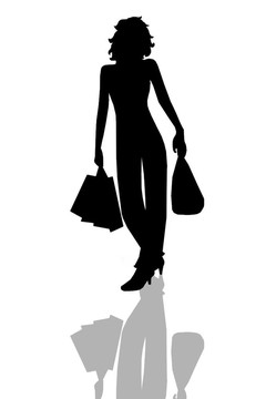 購物的女人剪影