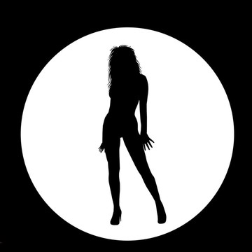 圓中的女性剪影