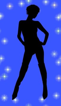 藍(lán)色背景下的女性剪影