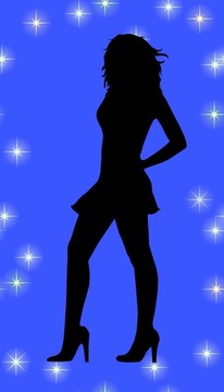 藍(lán)色背景下的女性剪影