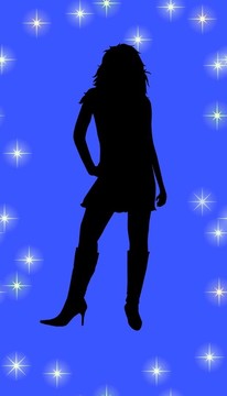 藍(lán)色背景下的女性剪影