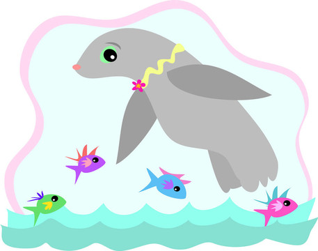 海豹游泳與魚