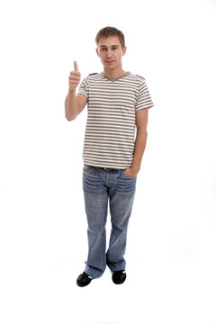 年輕休閑男子擺姿勢(shì)