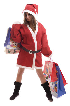 Young Santa女孩假扮