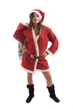 Young Santa女孩假扮