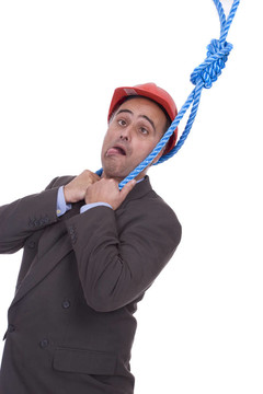 掛在繩子上的商人
